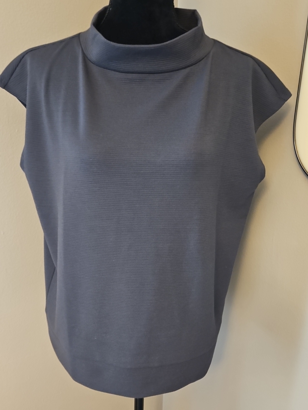 LOFT Navy Mock Neck Cap Sleeve Top